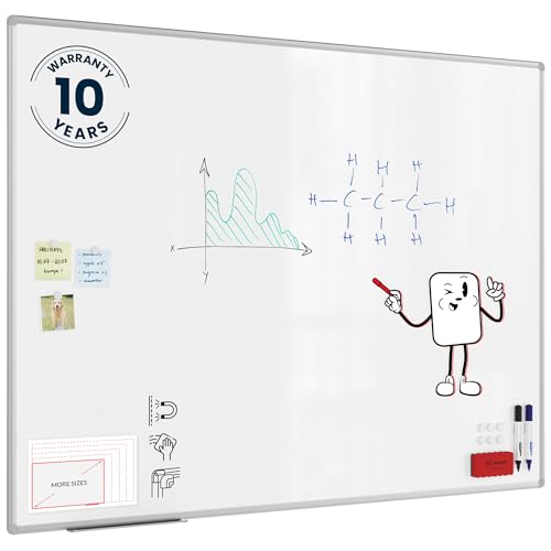 ALLboards Magnetic Whiteboard 120x160cm with Silver Aluminium Frame Premium Expo, White Board Wipe Board Dry Erase Wall Mounted Office School Classroom Kids Noticeboard