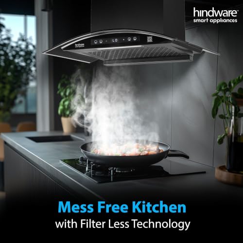 Image of Hindware Smart Appliances Sancia BLDC 75cm Kitchen Chimney | 1400 CMH | Filterless | Autoclean | Curved Glass | Motion Sensor, Touch Control | 12 Yrs Warranty on Motor, 3 Yrs on Product by Brand