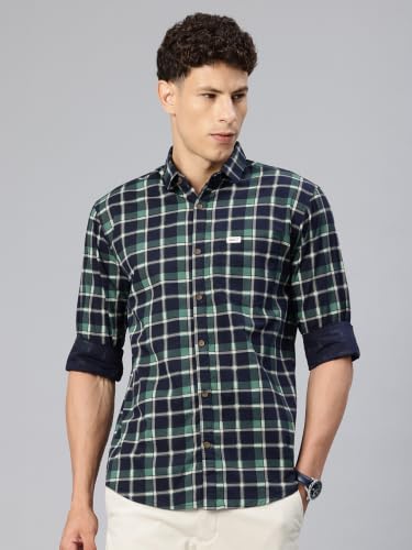 Image of Majestic Man Men's Pure Cotton Checkered Slim Fit Casual Shirt - Full Sleeve | Trendy & Comfortable