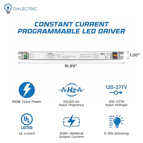 Image of OHLECTRIC 2 Pack - 100 Watt Replacement for OTI 100 /120-277 /1A4 DIM L | Dimmable Constant Current Programmable Linear LED Driver | Supports 120-277 Volt and 50 /60 Hz Input Frequency| UL Listed