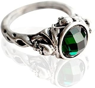 PDKHANH Pirates Of The Caribbean Ring Captain Jack Sparrow Death Finches Skull Green Crystal Stone Vintage Retro Johnny Depp Wholesale