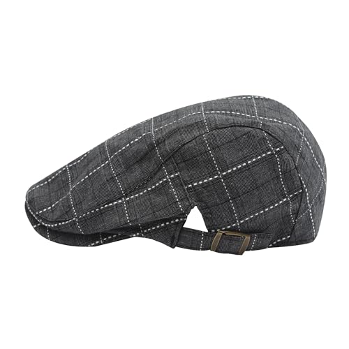 Image of ZLYC Men Cotton Flat Cap Summer Scally Ivy Gatsby Newsboy Beret Driver Cabbie Hunting Hat