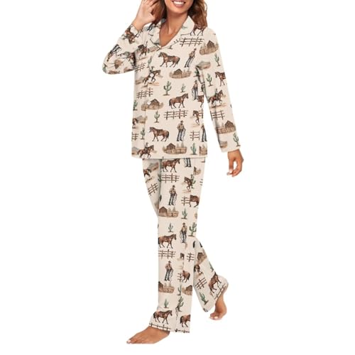 Pajamas for Women Set Long Sleeve Button Down Pajama Set Womens Button Up Top Pants3