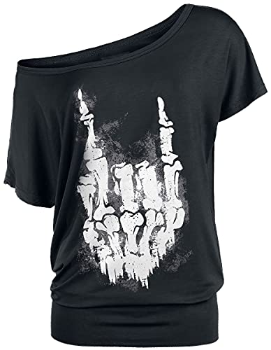 Gothicana by EMP Damen schwarzes lockeres T-Shirt mit Rockhand 5XL
