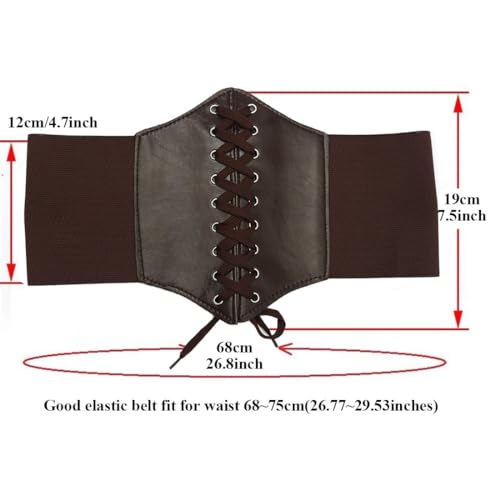 Women's Wide Lace-Up Corset Belt - Brown Leather Waist Cincher4