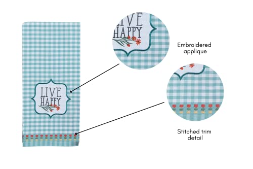 18Th Street Gifts Farmhouse Kitchen Decor Tea Towels, Oven Mitt And Pot Holder - Gingham And Floral Country Kitchen Decor - Teal Kitchen Accessories And Decor - Vintage Home Decor #TOP1