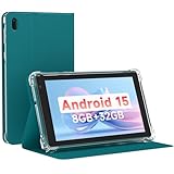 NOVOJOY 7 Inch Tablet with Case, Android 15 Tablet PC, 32GB Storage 8GB RAM Tabletsa Quad-Core Processor Android Tableta pc Dual Camera, WiFi, BT Computer Tabletas.(with Tablets Cover),Navy Blue