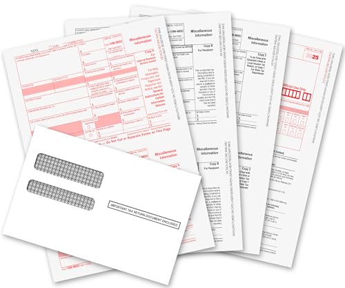 1099 MISC Forms 2025, 1099 MISC Laser Forms IRS Approved Designed for Quickbooks and Accounting Software 2025, 4 Part Tax Forms Kit, 50 Envelopes Self Seal, 50 Vendor Kit - Total 103 (203) Forms