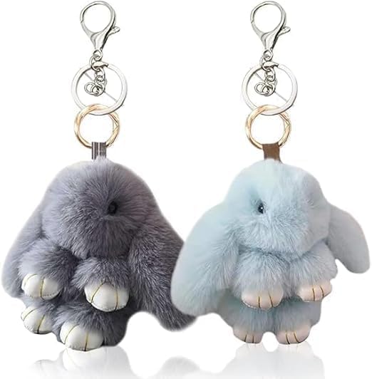 Porte-Clés Lapin En Peluche,2 Pièces Pendentif Lapin Doux,Décoration Lapin Mignon Pour Sacs à Main, Sacs à Dos Et Clés, Easter Cadeau Pour Les Filles...