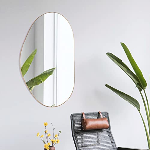 Senmaxliving Mirror Wall-Mounted Mirror Modern Irregular Decorative Mirror Hanging Mirror Metal Framed, Best For Bathroom, Washroom, Bedroom, Living Room Horizontal Or Vertical,25" X 14" #TOP6