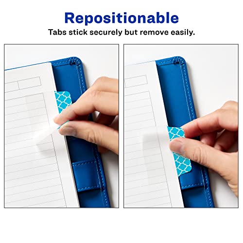 Image of Avery Multiuse Ultra Tabs, 2 inch x 1.5 inch, 2-Side Writable, Assorted Designs, 24 Repositionable Tabs (74774)