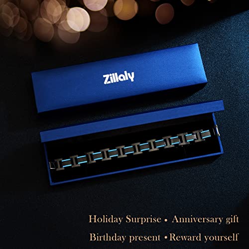 Holizaly Men's Stainless Steel Two Tone Square Link Bracelet, Black And Blue Ion Plated Black (Blue Black) #TOP5