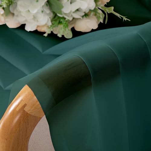Image of OWENIE Sheer Curtains 63 inch Length 2 Panels Set, Light Weight Soft Solid Light Filtering Fimly Sheer Curtains for Bedroom Living Room, Rod Pocket Window Treatments, Hunter Green, 42Wx63L Inch
