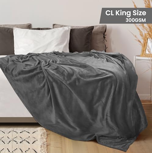 Image of Utopia Bedding Fleece Blanket California King Size Grey 300GSM Luxury Fuzzy Soft Anti-Static Microfiber Bed Blanket (102x96 Inch)