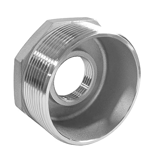 Fitvell Stainless Steel 2\" Male NPT to 3/4\" Female NPT Reducer Hex Bushing Pipe Fitting Adapter (pack of 1)