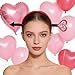 SeBneny Valentine Hearts Headband With Arrow Elastic Funny Holiday Hair Hoop Cupid Costume Headpiece For Halloween Wedding Party Favor