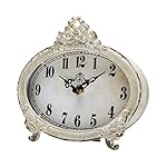 NIKKY HOME Vintage Table Clock, Battery Operated Rustic Design, Chic Home Décor for Fireplace Mantel, Shelf, Desktop, Countertop - Distressed White - Image 4