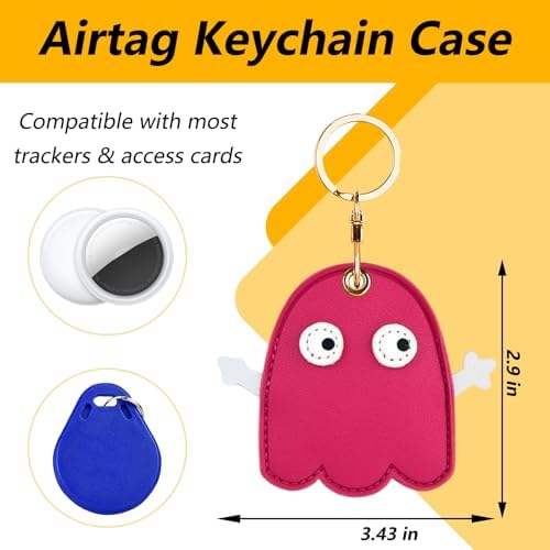 AirTag Leather Keychain Holder Case,Anti-Scratch Apple Air Tag Cover with Key Ring,Protective GPS Tracker Case for Wallet Key - 1