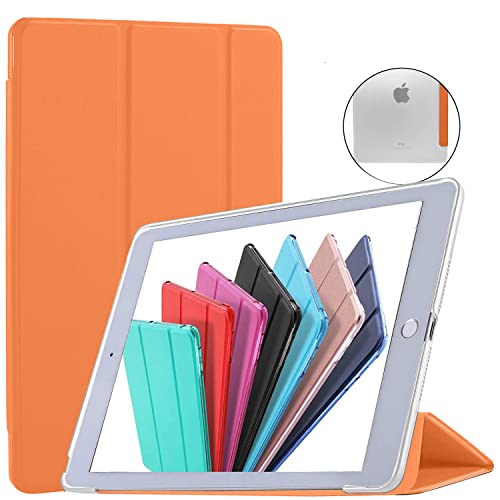 Image of DuraSafe Cases iPad PRO 12.9 1 Gen 2015 [DuraSafe Cases iPad 12.9 Inch 1st ] A1652 A1584 ML0H2HN /A ML0G2HN /A ML0N2HN /A Trifold Hard Smart PC Translucent Back Cover - Orange