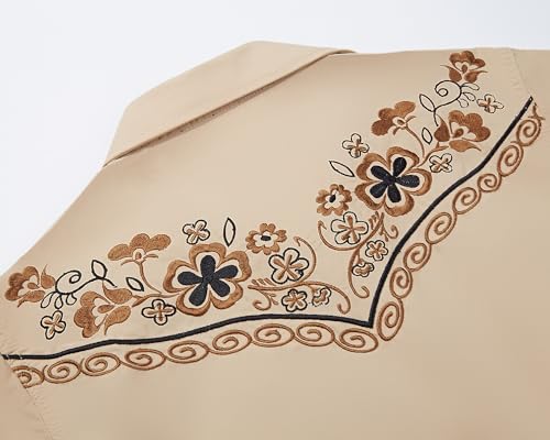 SALVAJE OESTE Women's Embroidered Western Cowboy Snap Front Long Sleeve Button Down Shirt3