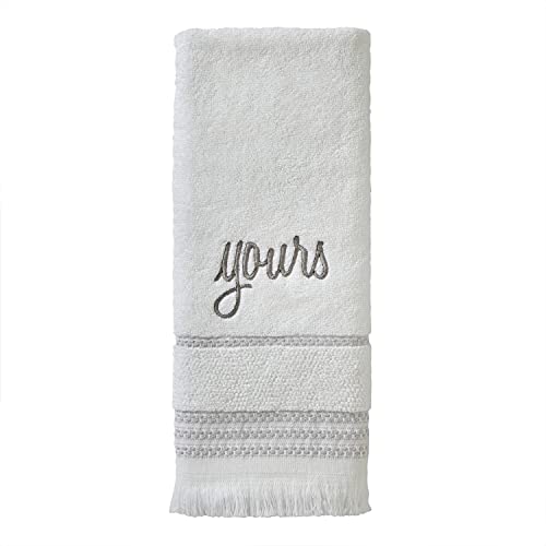 Skl Home Yours & Mine Hand Towel Set, White #TOP2
