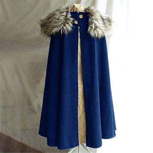 Men's Fashion Cape Faux Fur Collar Long Cloak Winter Warm Clothes Gothic Wool Viking Cloak Coat Fleece Jacket2