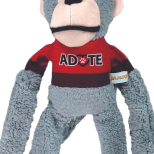 JAMBO PET | Brinquedo Para Cachorro | Pelúcia Macaco Adote | Com Apito Interno | Textura Macia E Con