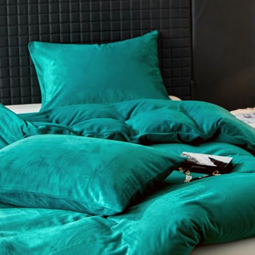 WARMDERN Teal Blue Flannel Velvet Duvet Cover Queen Size, 3-Piece by WARMDERN - Used condition - Image 7