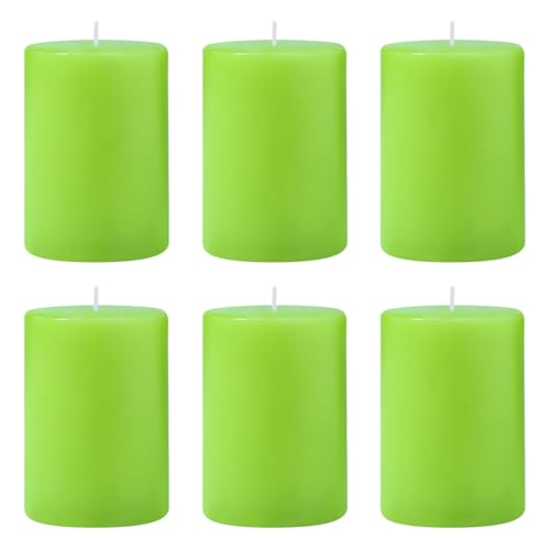 6 Packs 2.75x3.25 Inch Light Green Color Pillar Candles, Unscented Dripless Non-Toxic Smokeless Clean Long Lasting Cylinder Candles for St. Patrick's Day Home Dinner Table Power Outage Emergency by Haoson - Used condition - US$8.42
