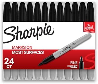 SHARPIE® Permanent Markers, Fine Point, Black Ink, Pack Of 24