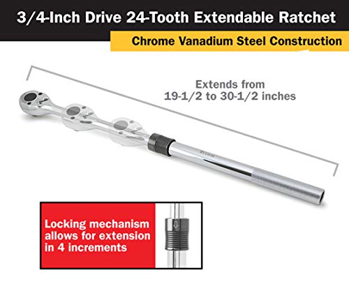 Titan 12072 3/4-Inch Drive x 19-1/2 to 30-1/2-Inch 24-Tooth Extendable Ratchet by Titan - Used condition - US$49.74