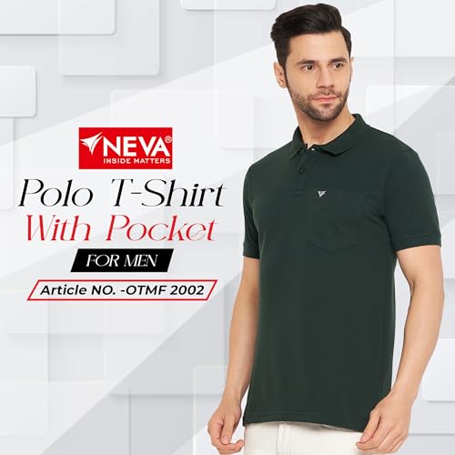 Image of NEVA Men's Regular Fit Half Sleeve Polo Neck T-Shirt with Chest Pocket