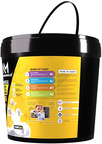 Image of Nutrimuscle Massive Muscle Mass Gainer Supplement Powder - 5kg | Vanilla Flavour | With Creatine, Complex Carbs & Protein | For Muscle, Mass & Strength Gain | Men & Women