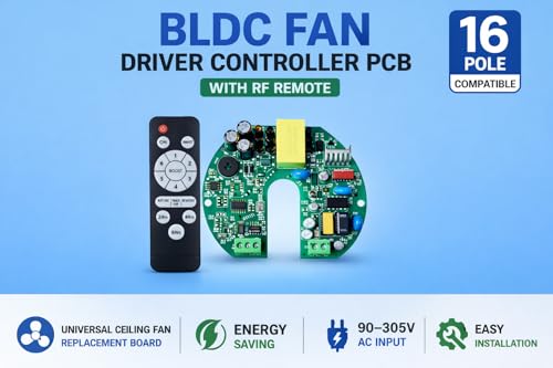 Image of BLDC RF Fan Driver Kit for Ceiling Fan | BLDC Controller PCB Board with Remote | 1200mm BLDC Fan Repair Replacement Kit | Energy Efficient Fan Driver |