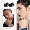 Uwiyo 10 Pairs Men's Earrings, 8mm Stainless Steel Earrings Studs Silver Black Cubic Zirconia Studs Earring Hypoallergenic Rund Square Earring for Men Women (Set 2) #3
