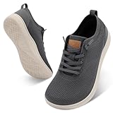 relxfeet Men's Wide Fit Walking Shoes Slip On Breathable Knit Sneakers Non Slip Sole for Seniors & Travel (Dark Grey, 43)