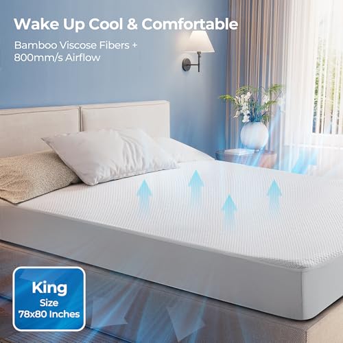TASTELIFE King Size Waterproof Mattress Protector, 3D Air Fabric Cooling King Bed Mattress Protector, Breathable Fitted Mattress Cover with Deep Pocket, Fits 8 to 21 Inch Mattress by TASTELIFE - Image 3