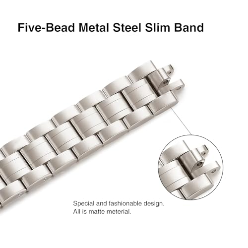 Image of STIROLL Thin Replacement Band Compatible for Apple Watch 49mm Ultra 3 2 1, 46mm Series 11 10,45mm Series 9 8 7, 44mm Series 6 5 4 SE, 42mm Series 3 2 1, Stainless Steel Metal Wristband iWatch Bands for Women, Starlight(No Case)