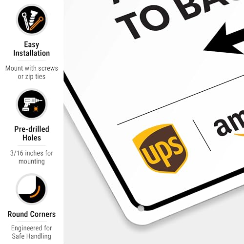 Image of Package Delivery Sign, Delivery Instructions Deliver All Package to Back Door Left Arrow Sign, 10x14 Inches, Rust Free .040 Aluminum, Fade Resistant, Made in USA