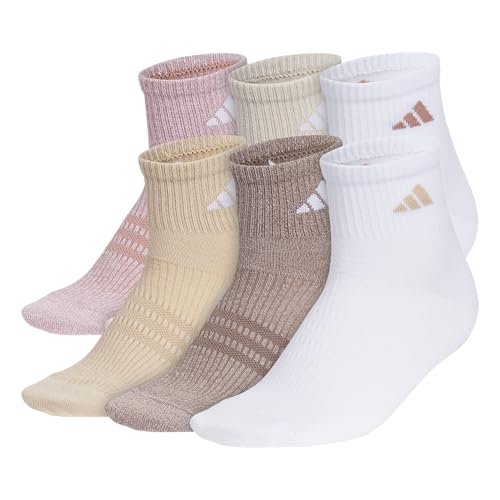 adidas Women's Superlite Quarter Socks 6-Pack, Durable, Lightweight, Athletic Breathable with Compression Arch Support