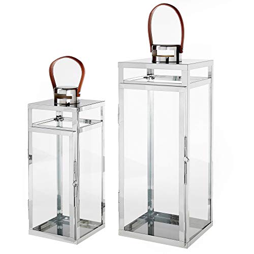 Faroles portavelas clásicos Plateados de Metal para salón Bretaña - LOLAhome