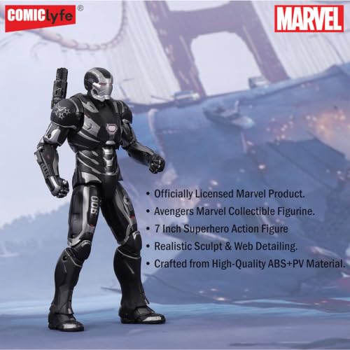 Image of Marvel War Machine 7 Inch Superhero Action Figure Toy | Avengers Collectible Figurine | Fully Articulated ABS + PV Material | Armored Superheroes Toy by Comiclyfe for Kids & Collectors
