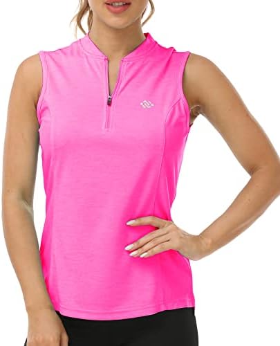 Tennis Shirts for Women Women's Sleeveless Tennis Shirt with Zipper Red Medium