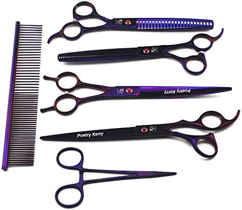 high-end Professional pet Care 8.0 inch pet Scissors 440C Steel Purple (4Set-3)