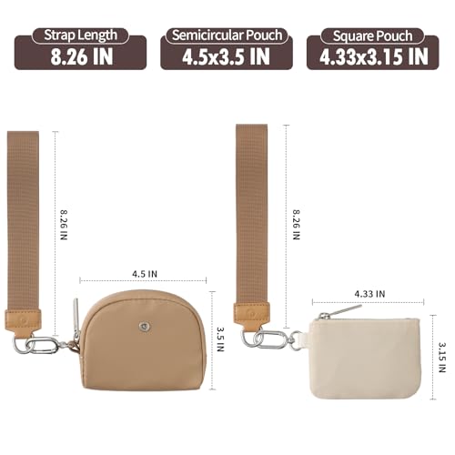 Image of Keychain Wallet Mini Zip Around Wristlet Wallets for Women Detachable Dual Pouch Wristlet Portable Coin Purse Small Wallets With RFID Blocking (Brown & Khaki)