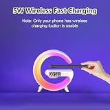 Stolik nocny z budzikiem, nastrojową lampą, stacją ładującą i stołem LED z głośnikiem Bluetooth, 10 kolorów światła