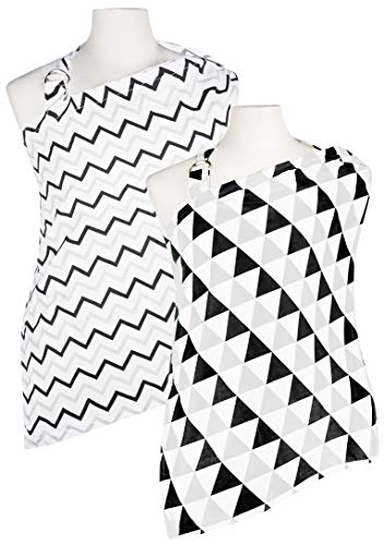 Nursing Cover for Boys and Girls | Breastfeeding Covers for Infants | Cotton Ponchos Helps Cover Up Babies | Triangles Collection | 2 Pack by BaeBae Goods