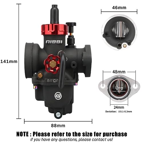 Image of NIBBI PE17 Carburetor with 48mm Air Filters, 17mm carburetor Kit- Fit for 80cc 90cc 100cc Dirt Bike Pit Bike Apollo TaoTao Lifan Kayo SSR