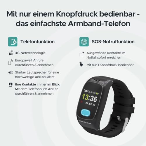 Smartwatch für Senioren mit Notfall- und Sicherheitsfunktionen 2024