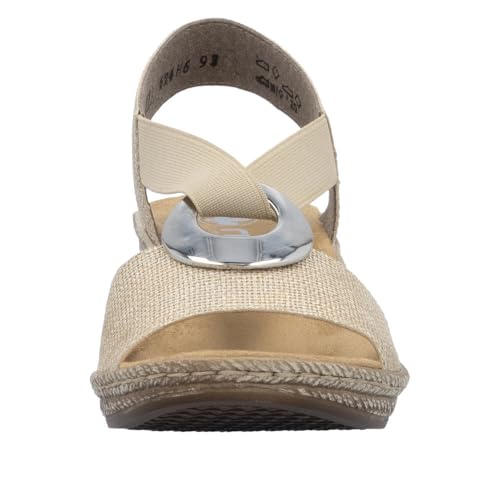 Image of Rieker 624H6 Fanni Women's Wedge Sandals - Lightweight, Comfortable and Supportive - Slip On Sandals with Cushioned Insole and High Wedge for Everyday Stylish Wear